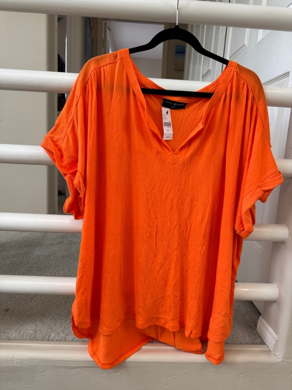 Lane Bryant Neon Orange V-Neck Short Sleeve Tee
